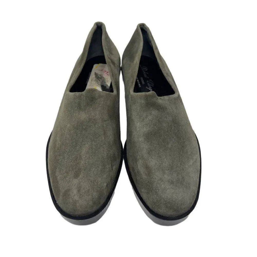 Robert Clergerie Green suede leather low platform modern loafers 6B BoxB - Picture 2 of 7